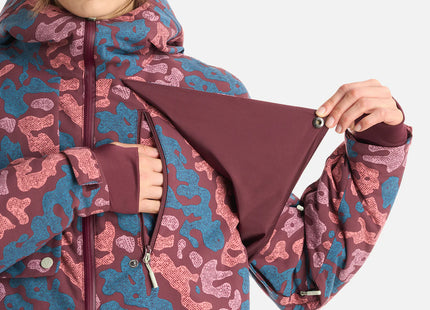 Chaqueta Haka Honu Yeti Print Mujer Burdeo Impermeable Ski