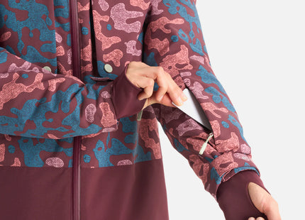 Chaqueta Haka Honu Yeti Print Mujer Burdeo Impermeable Ski