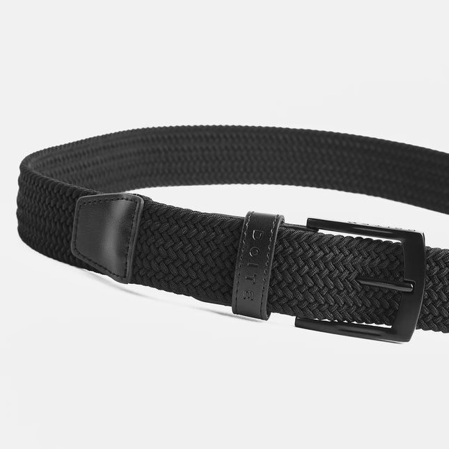 Cinturón Doite Knot Unisex Negro Trenzado Elástico Detalle Cuero
