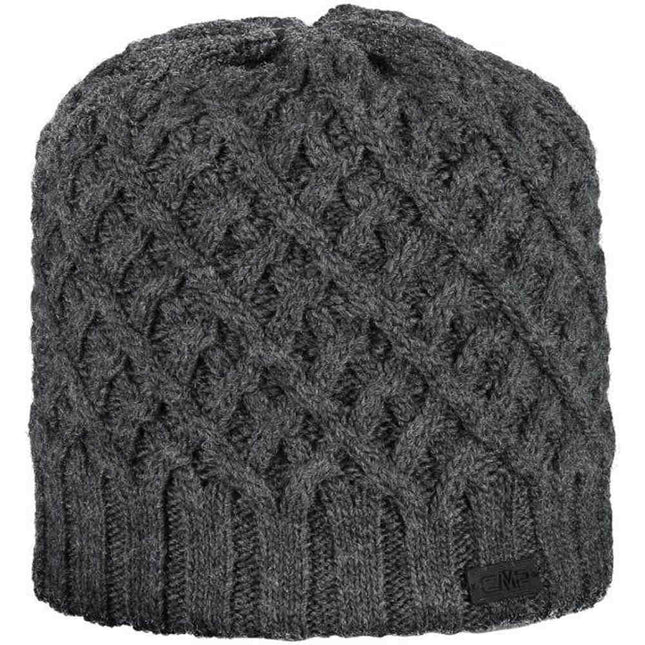 Gorro Tejido CMP Mujer Gris Oscuro Trenzado Lana Alpaca