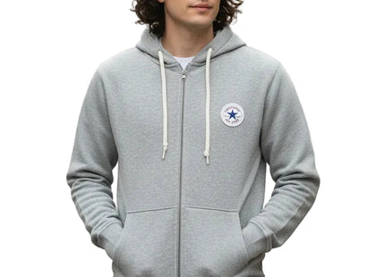 Polerón Converse Active Full Zip Hombre Gris Fleece Capucha