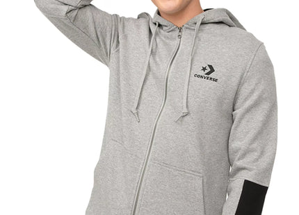 Polerón Converse Active Full Zip Hombre Gris Fleece Capucha