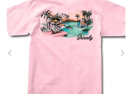 Polera Grizzly Island Time Hombre Rosado Skate Algodón