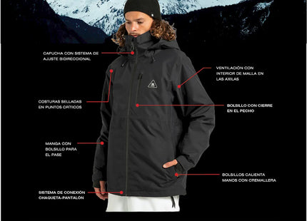 Chaqueta DC Basis 30K Snow Hombre Negro Weather Defense Reciclado