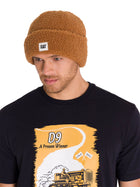 Gorro Beanie Caterpillar Cuffed Sherpa Unisex Café Puño Enrollado
