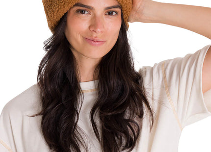 Gorro Beanie Caterpillar Cuffed Sherpa Unisex Café Puño Enrollado