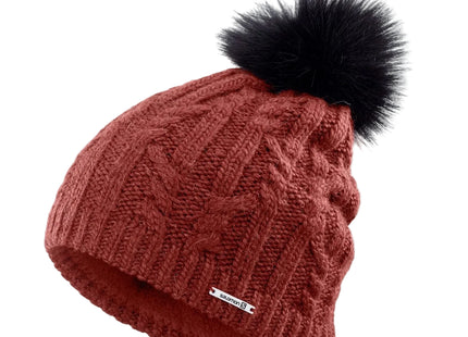 Gorro Beanie Salomon Ivy Rojo Pompón Lana Alpaca