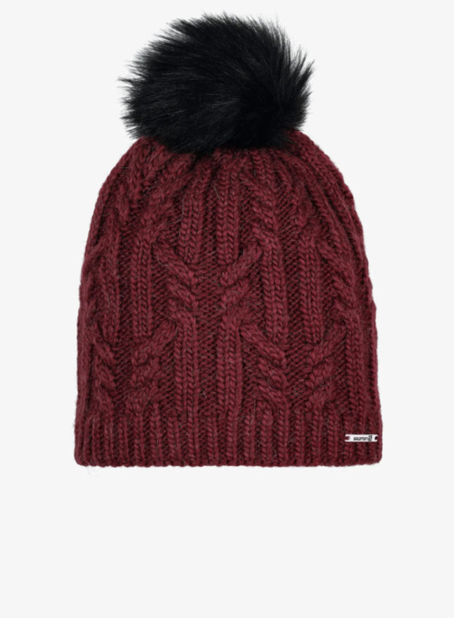 Gorro Beanie Salomon Ivy Rojo Pompón Lana Alpaca
