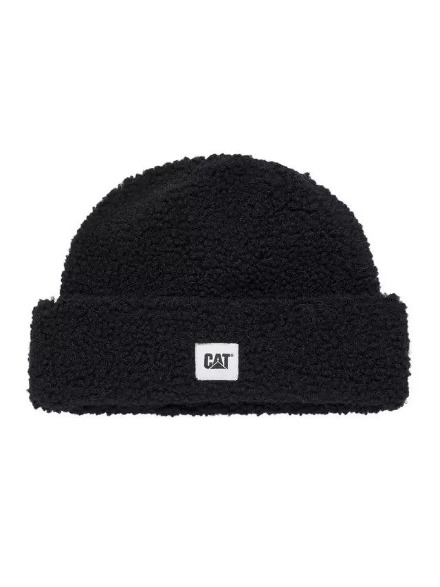 Gorro Beanie Caterpillar Cuffed Sherpa Unisex Negro Puño Enrollado