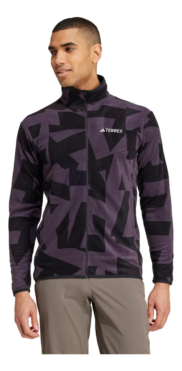 Polar Adidas Terrex MT AOP Fleece Hombre Negro Aurora Reciclado