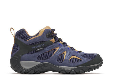 Botín Merrell Yokota 2 Mid WP Hombre Azul Marino Café Impermeable