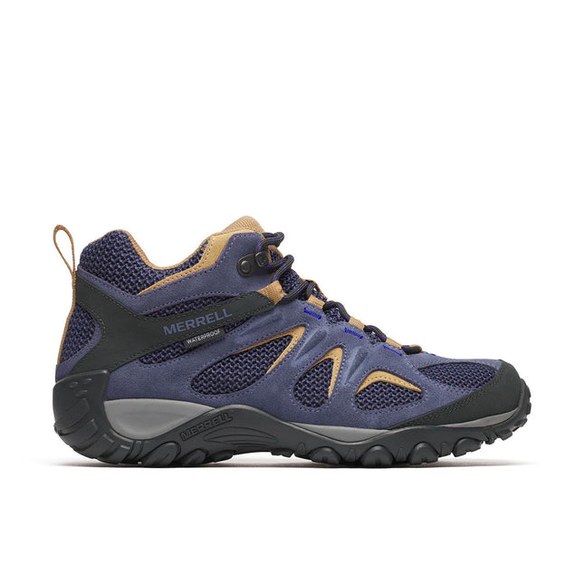 Botín Merrell Yokota 2 Mid WP Hombre Azul Marino Café Impermeable