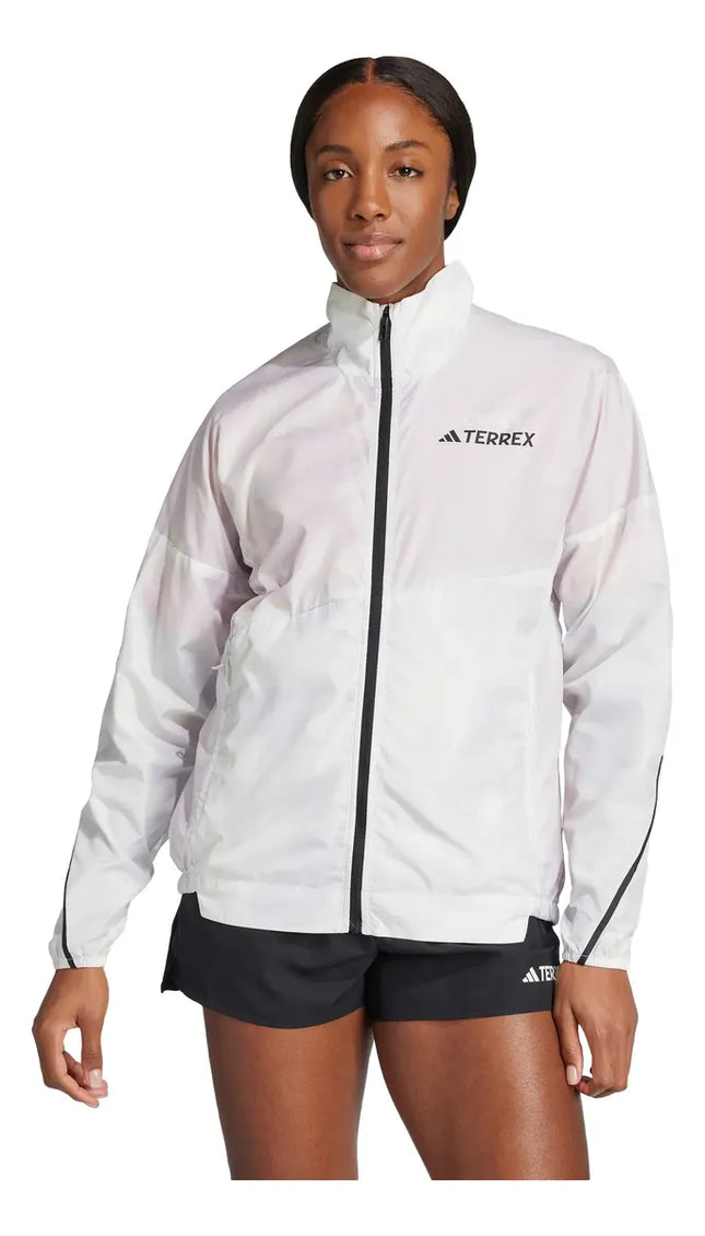 Cortaviento Adidas Terrex MT Mujer Blanco Dash Grey Reciclado UPF