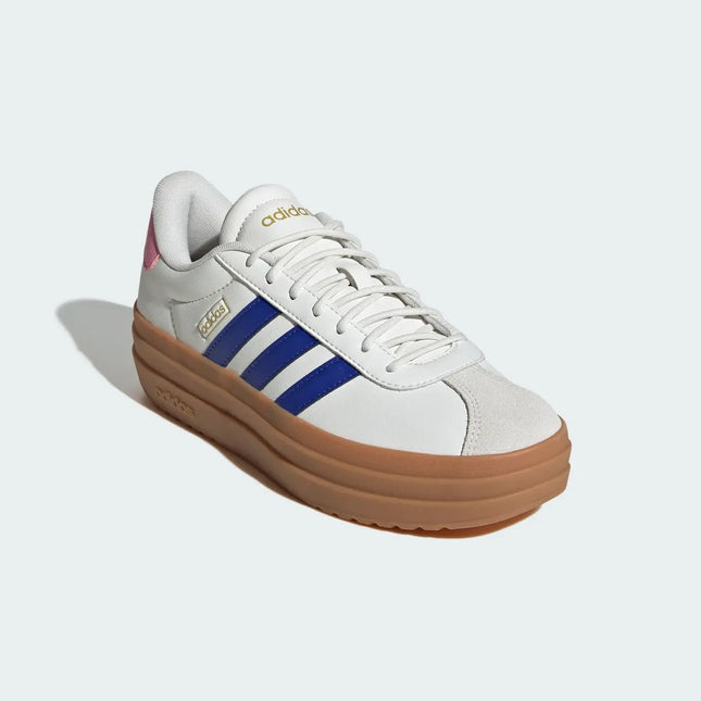 Zapatilla Adidas Blanca Plataforma Líneas Azules Court Bold