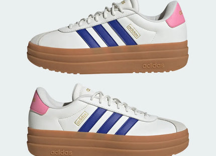 Zapatilla Adidas Blanca Plataforma Líneas Azules Court Bold