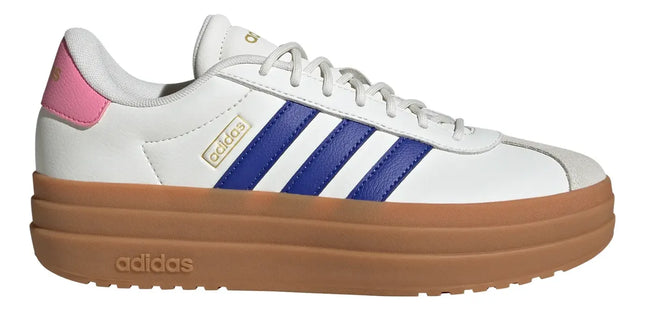 Zapatilla Adidas Blanca Plataforma Líneas Azules Court Bold