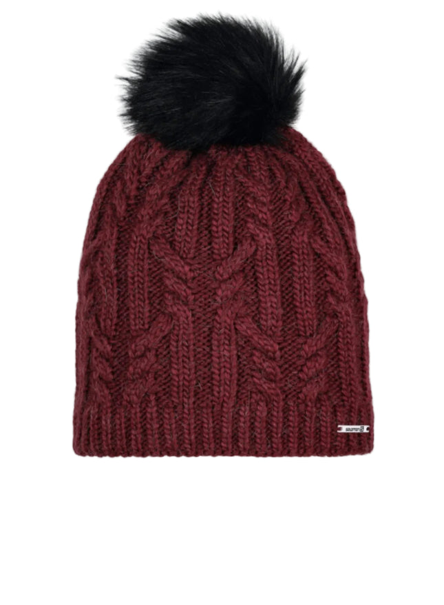 Gorro Salomon Ivy Beanie Unisex Rojo Granate Cable Knit Bobble