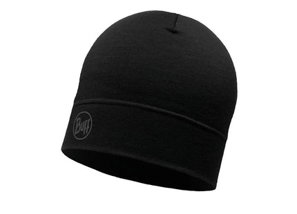 Gorro Buff Merino Wool Negro Unisex Lana Natural Invierno