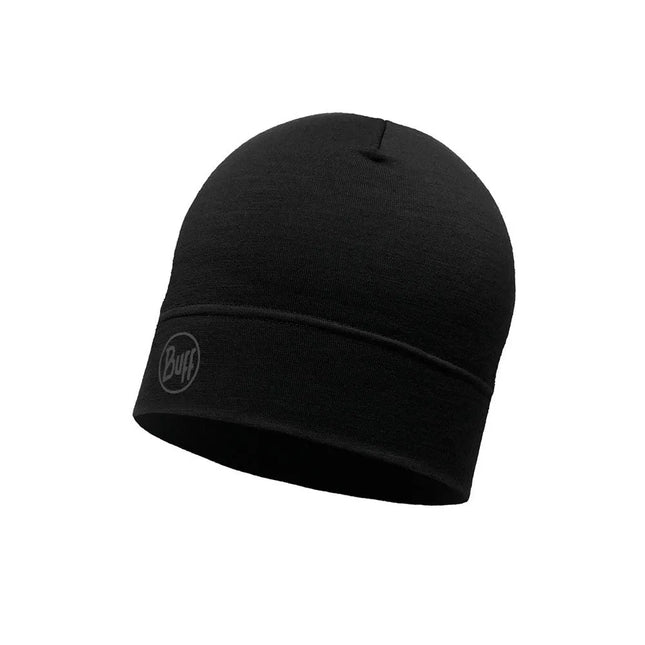 Gorro Buff Merino Wool Negro Unisex Lana Natural Invierno