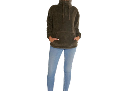 Polar Merrell Shaggy Half Mujer Verde Oliva Peludito 1/4 Zip