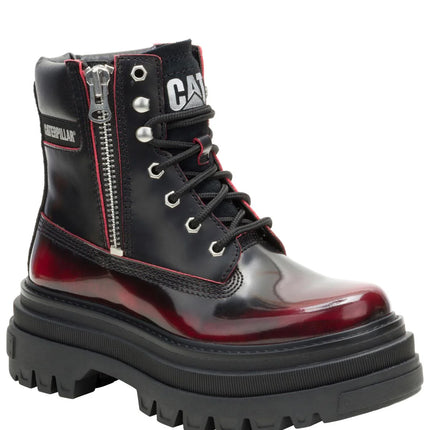 Botín Casual Cuero Mujer Bolder Zip Burdeo Cat