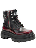 Botín Casual Cuero Mujer Bolder Zip Burdeo Cat