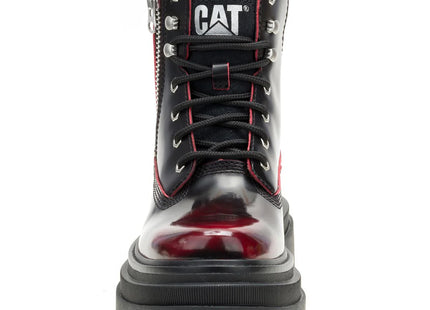 Botín Casual Cuero Mujer Bolder Zip Burdeo Cat