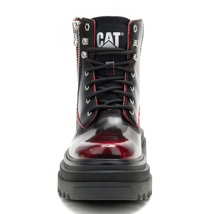 Botín Casual Cuero Mujer Bolder Zip Burdeo Cat