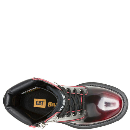 Botín Casual Cuero Mujer Bolder Zip Burdeo Cat