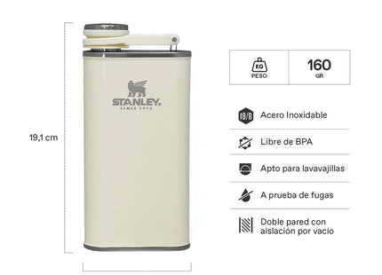 Petaca Stanley Wide Mouth Flask 236ml Crema Brillante Acero