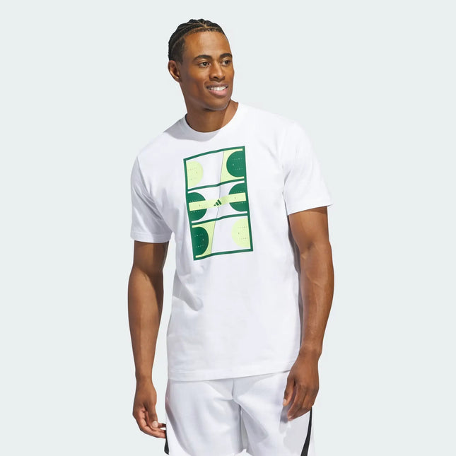 Polera Hombre Adidas Blanca Estampado Verde