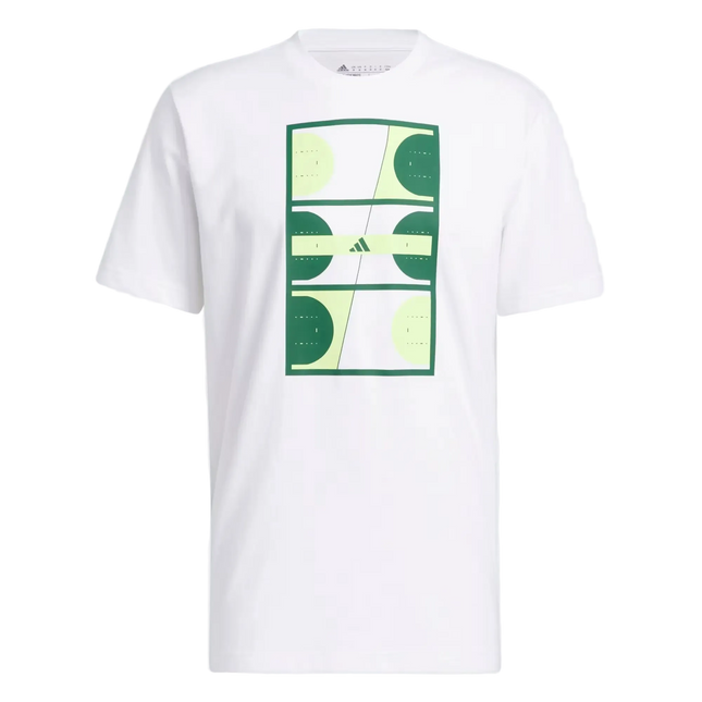 Polera Hombre Adidas Blanca Estampado Verde