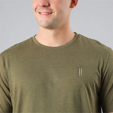 POLERA HOMBRE ANDESGEAR ÍCONO MAYFLY MELANGE OLIVA