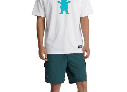 Polera Grizzly OG Bear Hombre Blanco Celeste Skate Algodón