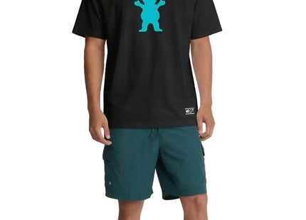 Polera Grizzly OG Bear Hombre Negro Celeste Skate Algodón
