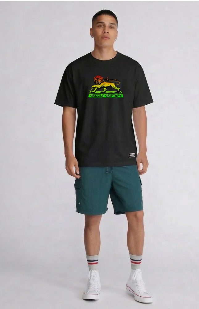 Polera Grizzly Praise Due Hombre Negro Amarillo Skate Algodón