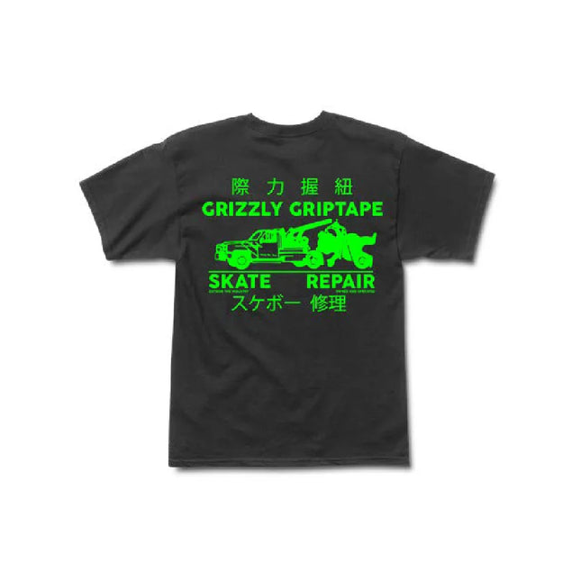 Polera Grizzly Tow Zone Hombre Negro Skate Repair Algodón