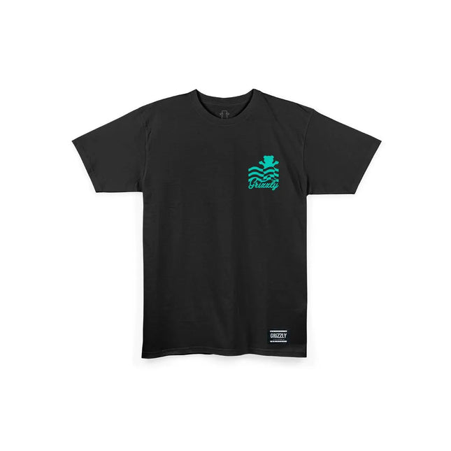 Polera Grizzly Wavy Hombre Negro 100% Algodón Skate