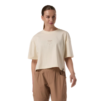 Lippi Polera Mujer Boulder Crop T-Shirt Crema