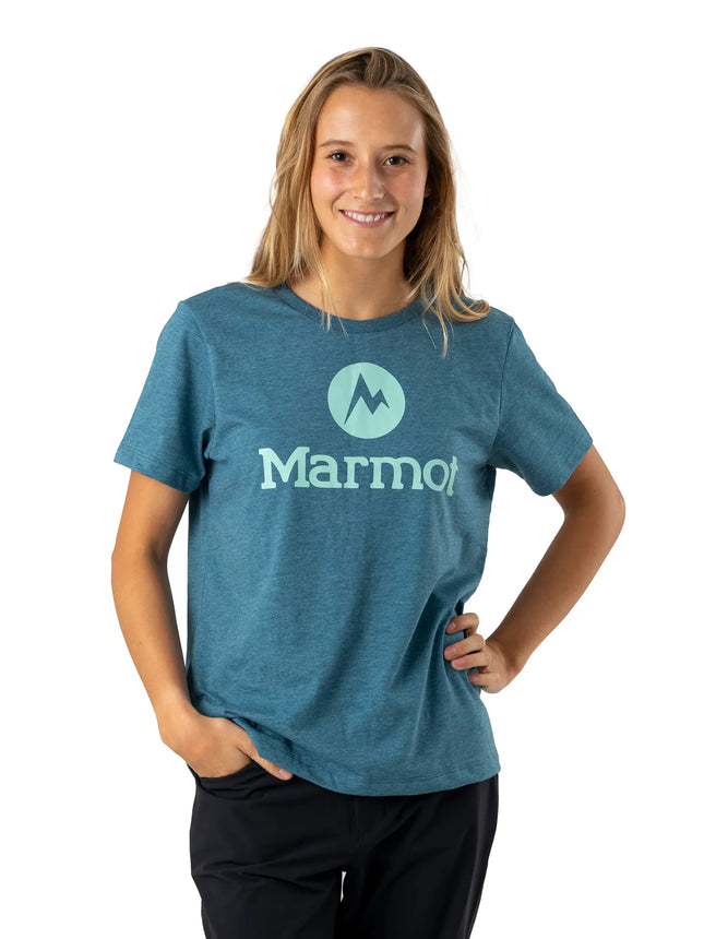 POLERA MUJER MARMOT CIRCLE LOGO TEE BLUE STEEL
