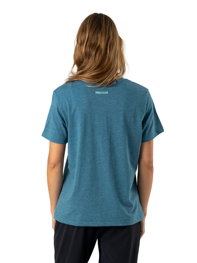 POLERA MUJER MARMOT CIRCLE LOGO TEE BLUE STEEL