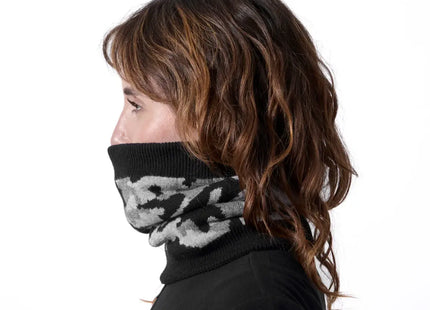 Cuello Doite Camo Unisex Negro Lana Merino Fleece Invierno