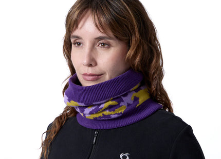 Cuello Doite Camo Unisex Morado Lana Merino Fleece Invierno