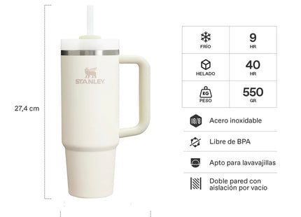 Quencher Stanley FlowState Tumbler 880ml Crema Acero Reciclado