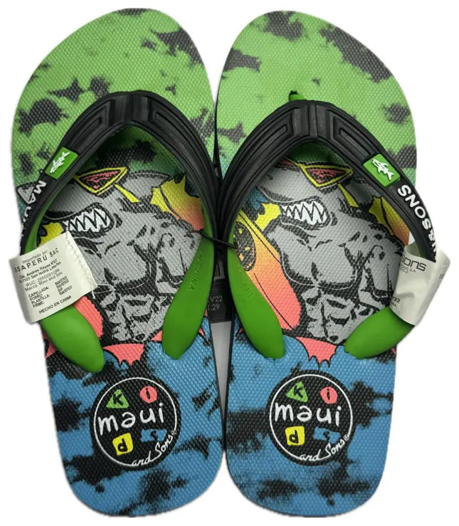 HAWAIANAS NIÑO MAUI AND SONS FULL PRINT GREEN