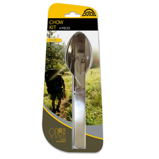 Set Cubiertos Compacto Cloe Doite Acero Inoxidable Camping Trekking