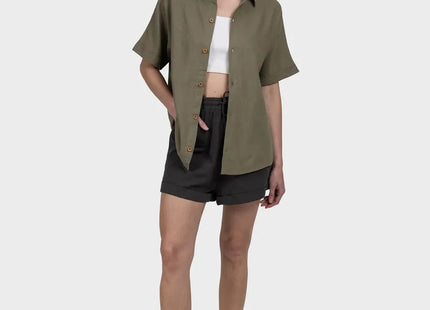 Camisa Gnomo Ginka Mujer Verde Claro Viscosa Lino Manga Corta