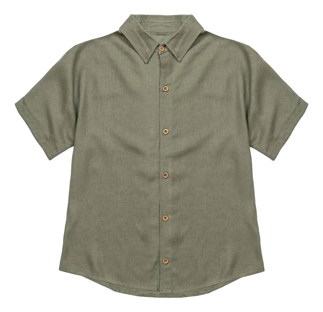 Camisa Gnomo Ginka Mujer Verde Claro Viscosa Lino Manga Corta
