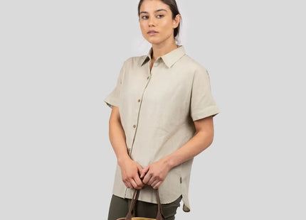 Camisa Gnomo Ginka Mujer Gris Oscuro Algodón Lino Manga Corta