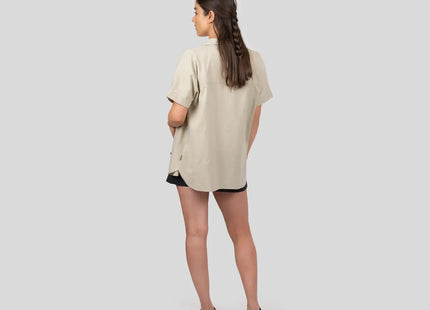 Camisa Gnomo Ginka Mujer Gris Oscuro Algodón Lino Manga Corta